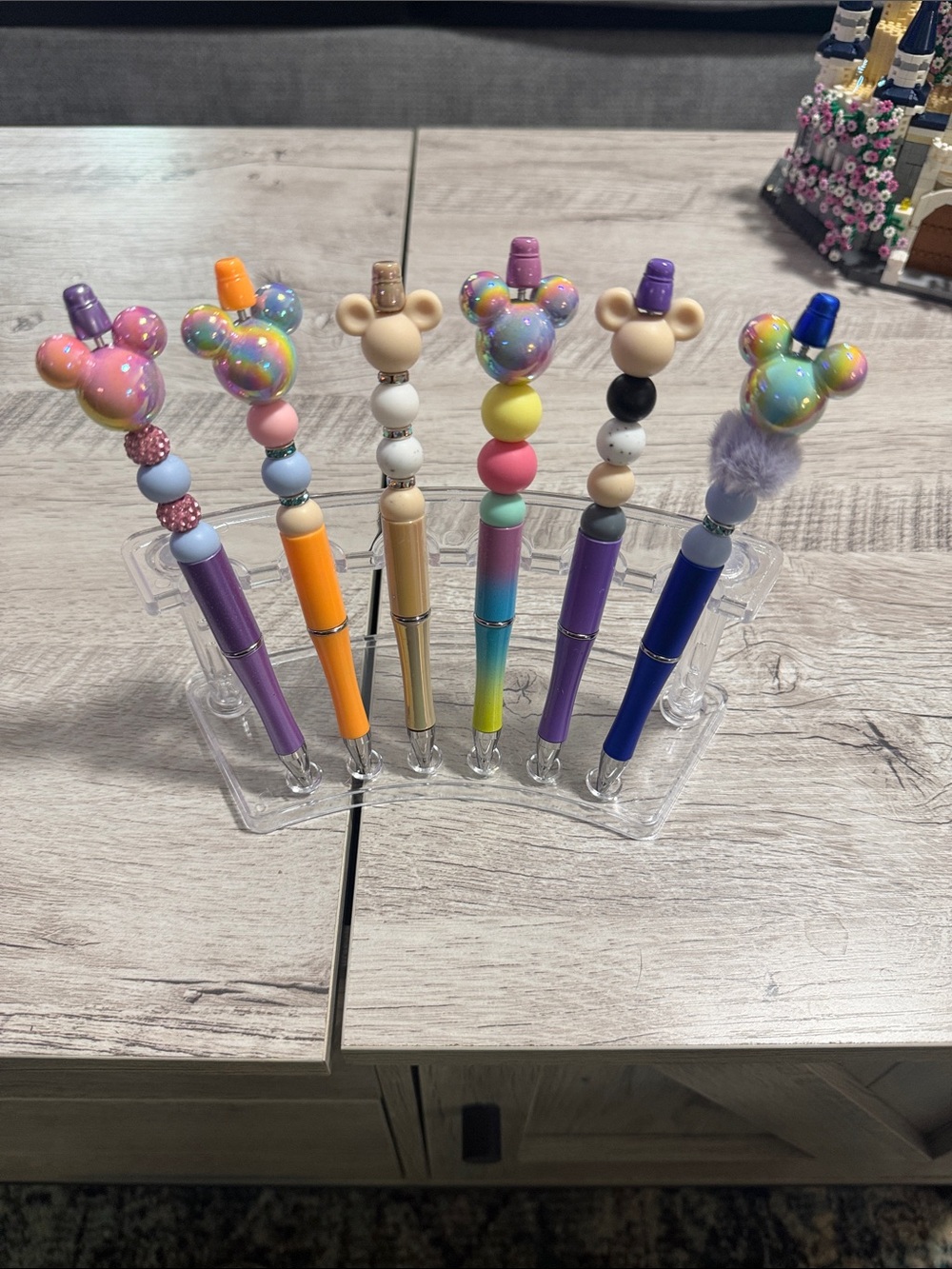 Cute Beaded Mickey-Style Rainbow Ballpoint Pens - Assorted Colors( black ink )